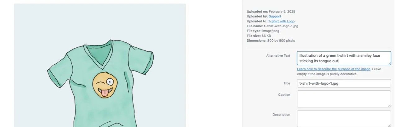 adding alt text for an image in WordPress