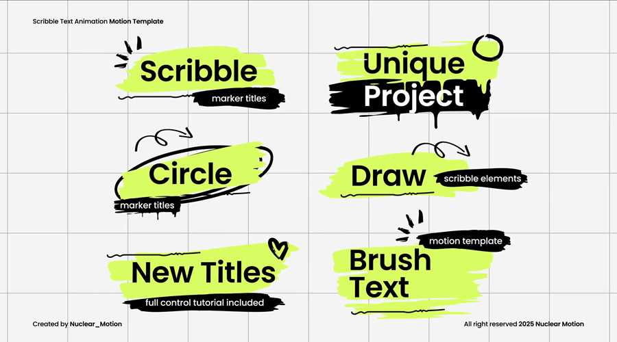 Scribble Marker Text Animation Preset MOGRT Video Template Premiere Pro