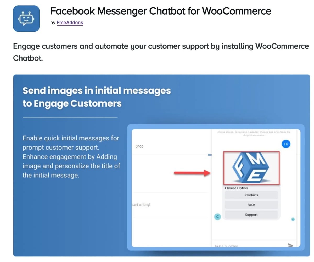 Facebook Messenger Chatbot for WooCommerce extension page