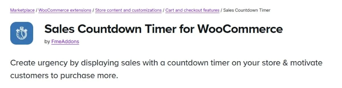 Sales Countdown Timer for WooCommerce extension page
