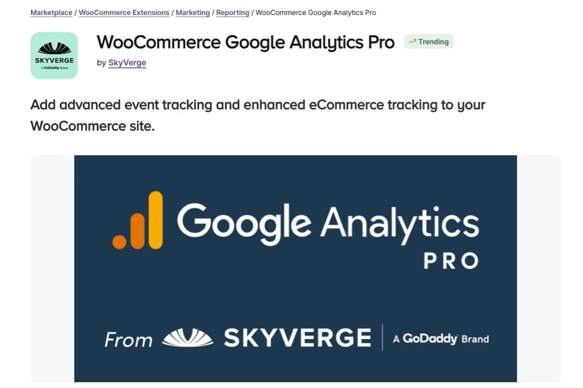 WooCommerce Google Analytics Pro extension page
