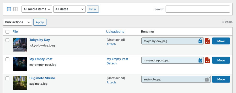 Media File Renamer WordPress plugin