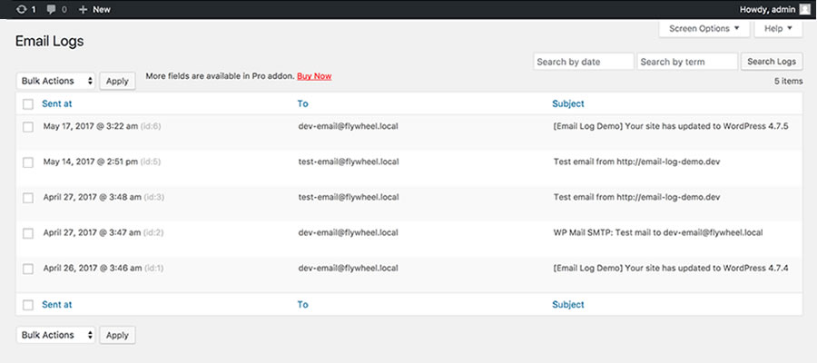 Email Log WordPress Plugin