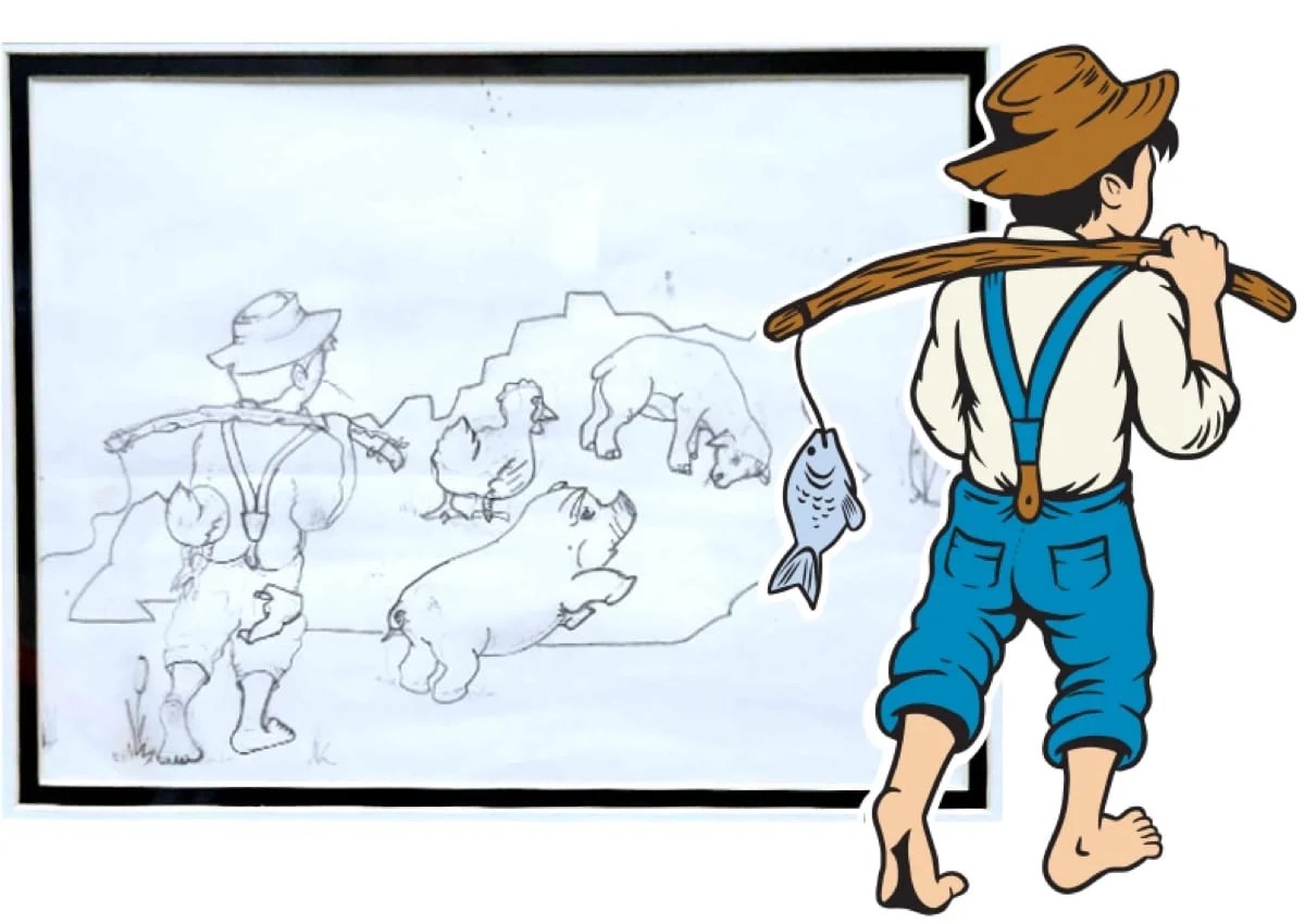 Dan-O's character and the progression from sketch to illustration