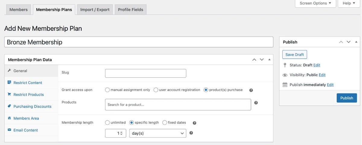 adding a new membership plan
