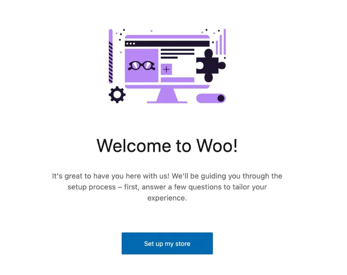 Welcome to Woo! screen with a button to proceed