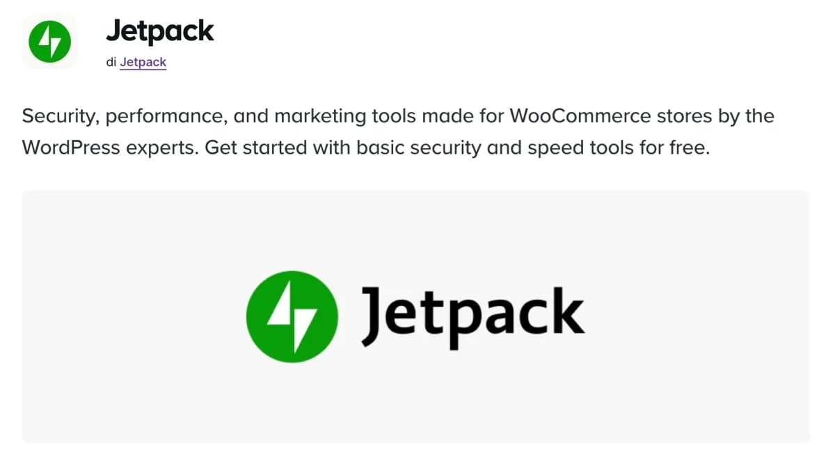 Jetpack extension page